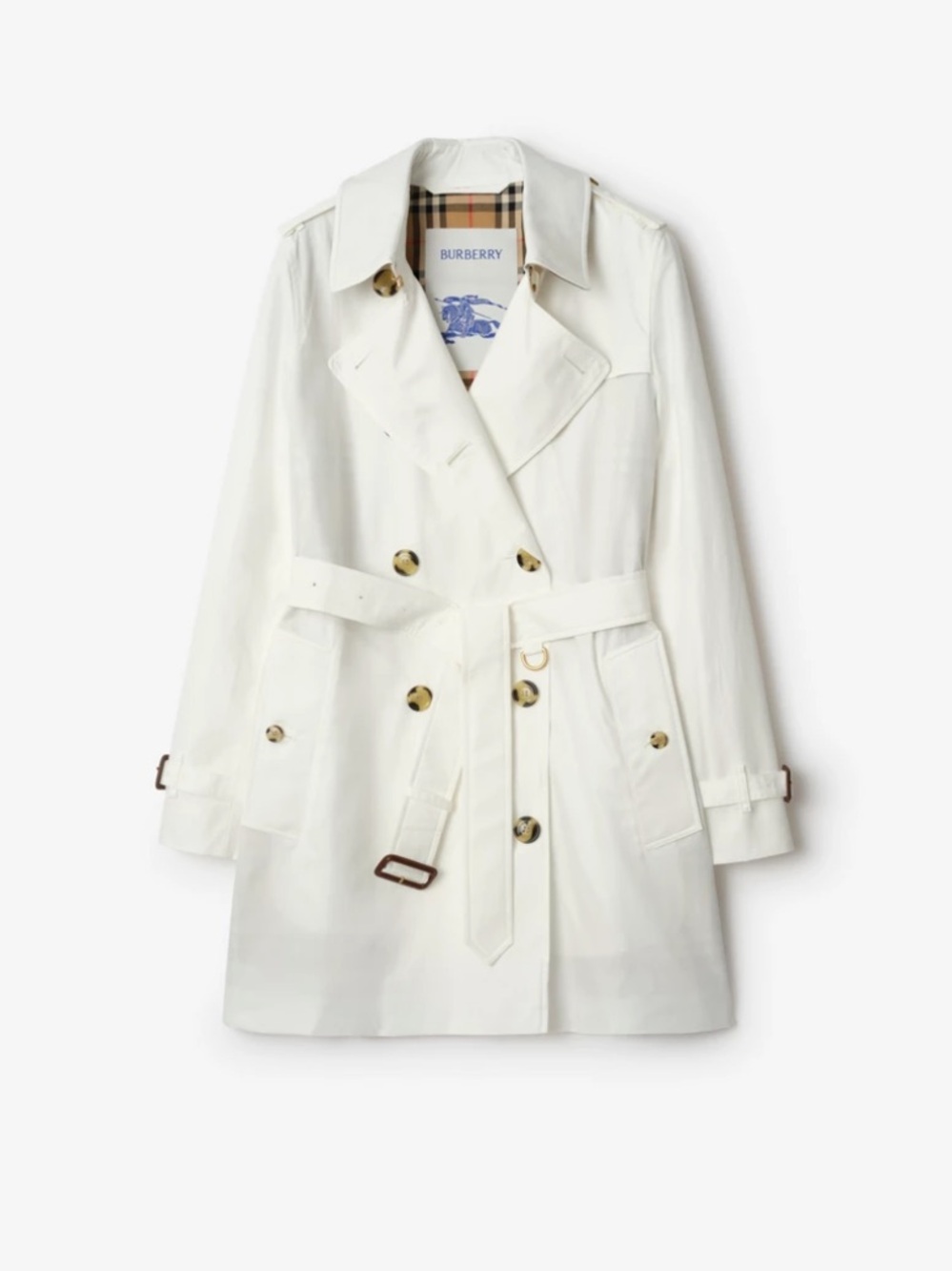 Burberry Cream Double-Breasted Trench Coat